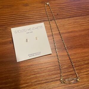 NWT (In Box) Wicked Heathens Handmade Crystal Earrings and Necklace Set